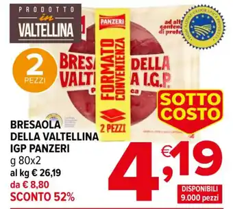 Iperal BRESAOLA DELLA VALTELLINA IGP PANZERI g 80x2 offerta