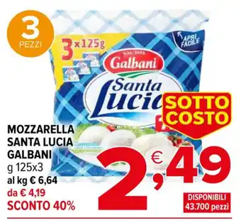 Iperal MOZZARELLA SANTA LUCIA GALBANI g 125x3 offerta