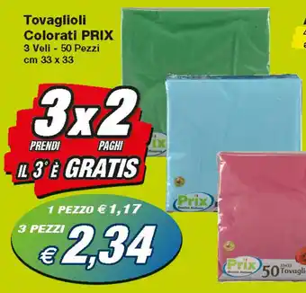 Prix Quality Prix Tovaglioli Colorati 50 pezzi 33x33cm offerta