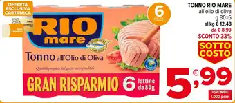 Iperal TONNO RIO MARE all'olio di oliva g 80 x 6 offerta
