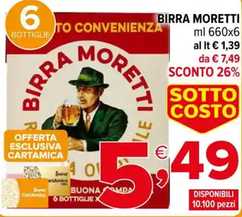 Iperal BIRRA MORETTI ml 660x6 offerta