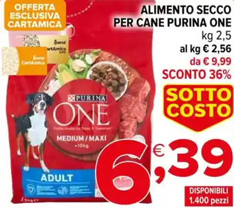Iperal ALIMENTO SECCO PER CANE PURINA ONE kg 2,5 offerta