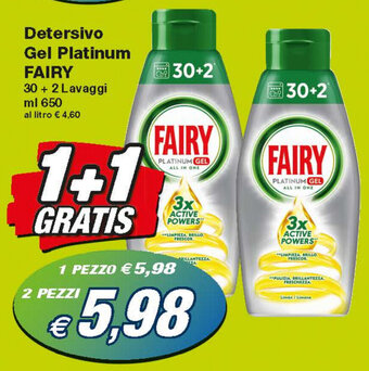Fairy Detersivo Gel Platinum 30+2 lavaggi 650ml