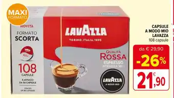 Iperal CAPSULE A MODO MIO LAVAZZA 108 capsule offerta