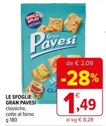 Iperal LE SFOGLIE GRAN PAVESI classiche, cotte al forno g 180 offerta