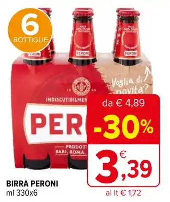 Iperal BIRRA PERONI ml 330 x 6 offerta