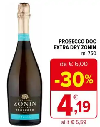Iperal PROSECCO DOC EXTRA DRY ZONIN ml 750 offerta