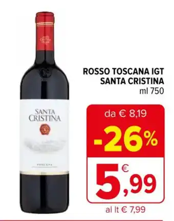 Iperal ROSSO TOSCANA IGT SANTA CRISTINA ml 750 offerta