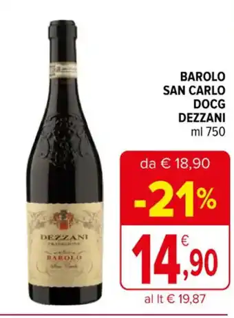 Iperal BAROLO SAN CARLO DOCG DEZZANI ml 750 offerta
