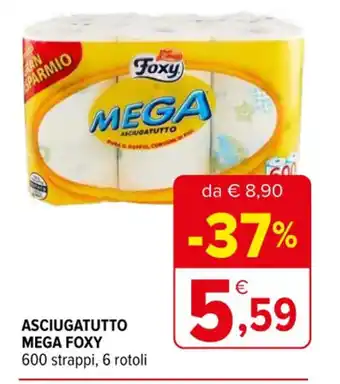 Iperal ASCIUGATUTTO MEGA FOXY 600 strappi, 6 rotoli offerta