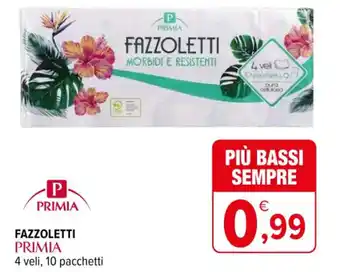 Iperal PRIMIA FAZZOLETTI 4 veli, 10 pacchetti offerta