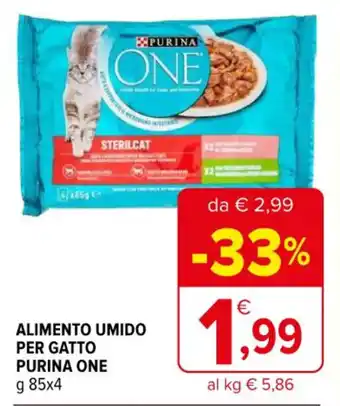 Iperal ALIMENTO UMIDO PER GATTO PURINA ONE g 85x4 offerta