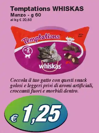 Prix Quality Whiskas Temptations 60g offerta