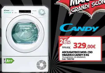Brico Io Candy Asciugatrice MOD.CSO H8A2DE-S 8kg offerta