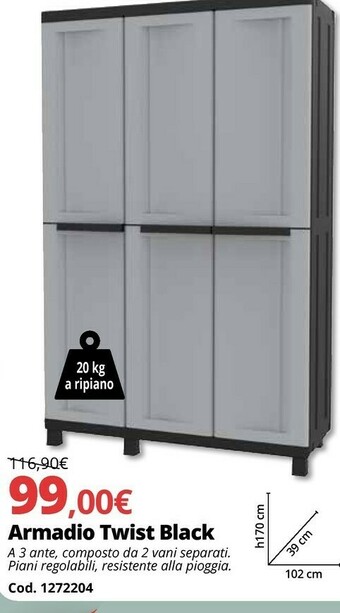 Brico Io Armadio Twist Black offerta