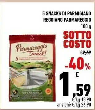Conad Parmareggio 5 Snacks Di Parmigiano Reggiano offerta