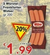 Despar Wuber 3 Wurstel Frankfurter offerta