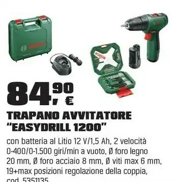 OBI Bosch TRAPANO AVVITATORE “EASYDRILL 1200” offerta
