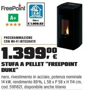 OBI STUFA A PELLET “FREEPOINT DUKE” offerta
