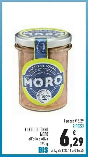 Conad Moro Filetti Di Tonno All'Olio Di Oliva 190 G(ml) offerta