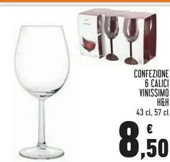 H&h lifestyle Confezione 6 Calici Vinissimo