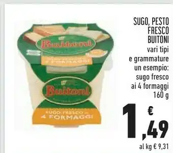 Conad Buitoni Pesto Ricotta E Basilico Fresco E Cremoso 140 G(ml) offerta