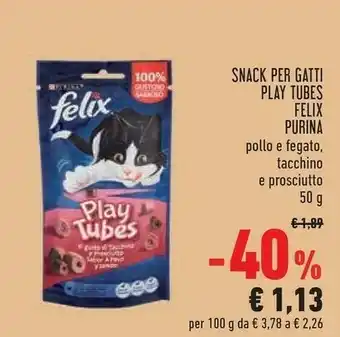 Conad Felix Purina Snack Per Gatti Play Tubes offerta
