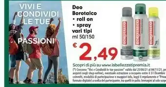 Despar Borotalco Deo Roll On, Spray Vari Tipi offerta
