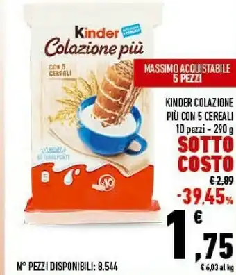Conad City Ferrero Kinder Colazione Piu Con 5 Cereali 290 G offerta