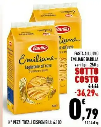 Conad Barilla Tagliatelle Emiliane All'uovo 250 G offerta