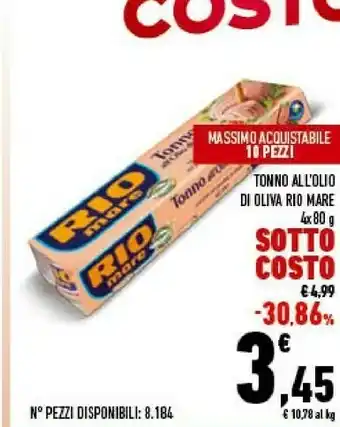 Conad Rio Mare Tonno All'Olio Di Oliva 80 G(ml) offerta