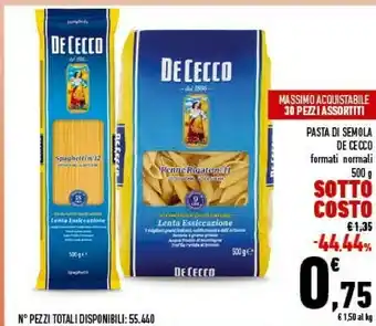 Conad De Cecco Penne Rigate 500 G(ml) offerta