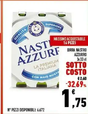 Conad Nastro Azzurro Birra Superiore Italiana 330 G(ml) offerta