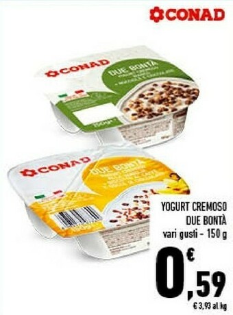 Conad City Conad Yogurt Cremoso Due Bonta offerta
