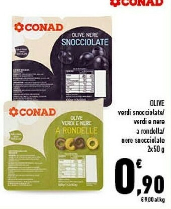 Conad Conad - Olive Verdi Snocciolate 100 G(ml) offerta