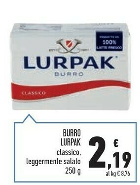 Conad Lurpak Burro Leggermente Salato 250 G(ml) offerta