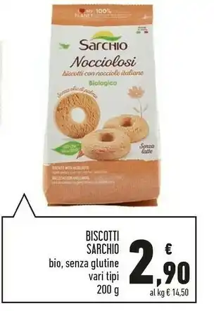 Conad Sarchio Nocciolosi Biscotti Con Nocciole Biologici offerta