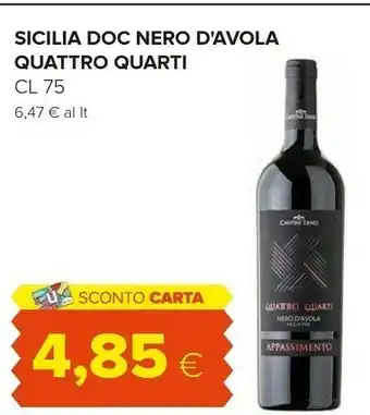 Oasi Quattro Quarti Sicilia Doc Nero D'avola offerta
