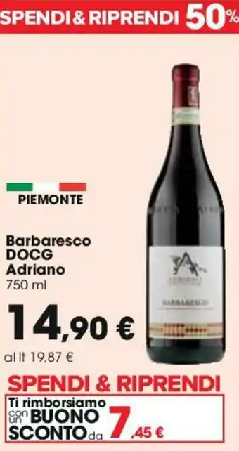 Carrefour Adriano Barbaresco DOCG 750ml offerta