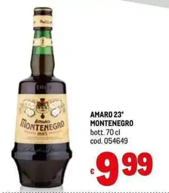 Metro AMARO 23° MONTENEGRO bott. 70 cl offerta