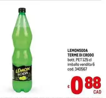 Metro LEMONSODA TERME DI CRODO bott. PET 125 cl offerta