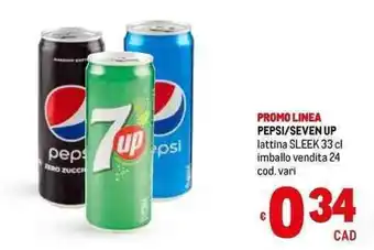 Metro PEPSI/SEVEN UP lattina SLEEK 33 cl offerta