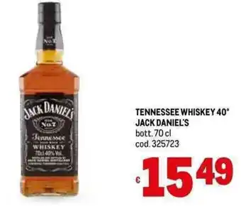 Metro TENNESSEE WHISKEY 40° JACK DANIEL'S bott. 70 cl offerta