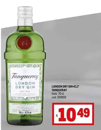 Metro LONDON DRY GIN 43,1° TANQUERAY bott. 70 cl offerta