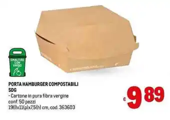 Metro PORTA HAMBURGER COMPOSTABILI SDG offerta
