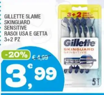 Splendidi e Splendenti GILLETTE 5LAME SKINGUARD SENSITIVE RASOI USA E GETTA 3+2 PZ offerta
