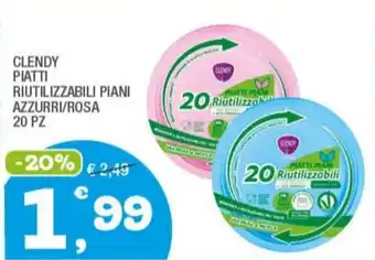 Splendidi e Splendenti CLENDY PIATTI RIUTILIZZABILI PIANI AZZURRI/ROSA 20 PZ offerta