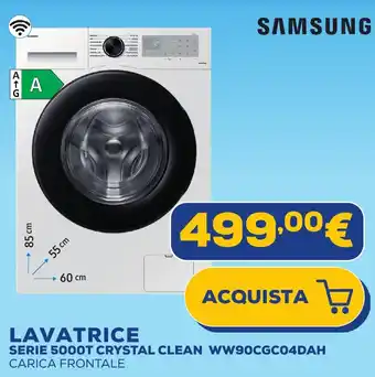 Euronics SAMSUNG LAVATRICE SERIE 5000T CRYSTAL CLEAN WW90CGC04DAH CARICA FRONTALE offerta