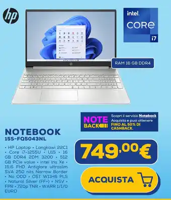 Euronics hp NOTEBOOK 15S-FQ5043NL offerta