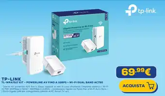 Euronics TP-LINK TL-WPA7517 KIT - POWERLINE AV FINO A 1GBPS + WI-FI DUAL BAND AC750 offerta